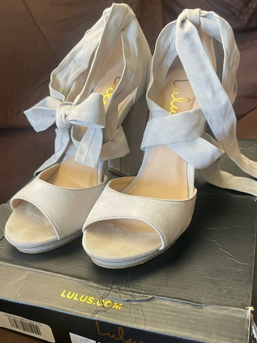 Lulus Dorian Grey Suede Lace-Up Platform Heels